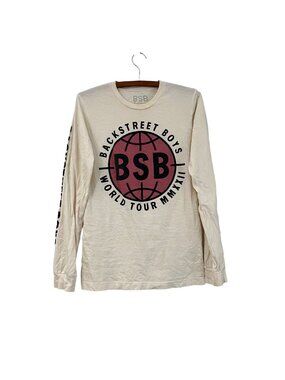 Backstreet Boys Cream Womens World Tour 2019 DNA Long Sleeve Tshirt Size Small